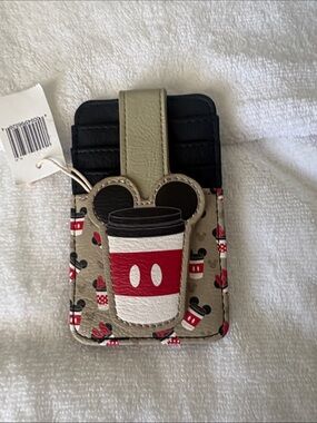 Loungefly Mickey Coffee Card Holder - Taupe, Red & Black
